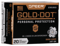 Speer Ammo Gold Dot, Speer 23619gd Gold Dot   9mm   147 Hp       20/10