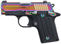 Sig Sauer 238380RBT2 P238  Micro-Compact Frame 380 ACP 6+1 2.70" Black Steel Barrel, High Polished Rainbow Titanium PVD Serrated Stainless Steel Slide, Black Anodized Alloy Steel Frame, Polymer Grip