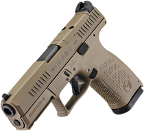 CZ-USA 91577 P-10 C  Compact Frame 9mm Luger 15+1 4.02" Black Stainless Steel Barrel, Black Nitride Serrated Steel Slide, Flat Dark Earth Polymer Frame w/Picatinny Rail, Interchangeable Backstrap Grip