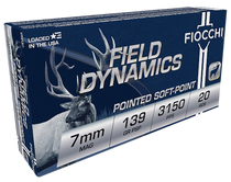 Fiocchi 7RMA Field Dynamics  7mmRemMag 139gr Pointed Soft Point 20 Per Box/10 Case