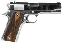 Tisas 10100112 1911A1 Desperado 38 Super/9mm Luger 9+1 4.25" Hard Chrome Plated Barrel, High Polished Chomium Coated Serrated Steel Slide & Frame w/Beavertail, Checkered Wood Grips