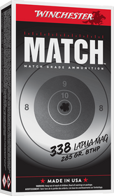 Winchester Ammo S338LM2 Match  338LapuaMag 285gr Boat Tail Hollow Point 20 Per Box/10 Case