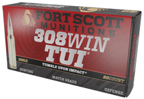 Fort Scott Munitions 308-165-SCV22 Tumble Upon Impact (TUI)  308Win 165gr Solid Copper Spun 20 Per Box/10 Case