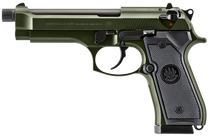 Beretta USA J92F300GR15 92FS  Full Size 9mm Luger 15+1 4.90" Black Threaded Barrel, OD Green Cerakote Serrated Slide, OD Green Cerakote Aluminum Frame w/Beavertail, Black Textured Grip