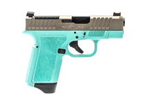 Gforce Arms GF932512RN Rapture  Sub-Compact Frame 9mm Luger 12+1 3.25" Black Barrel, Nickel Steel Optic Cut/Serrated Slide, Robin Egg Blue Cerakote Polymer Frame, Shield RMSc/RMR Footprint