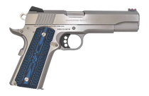 Colt Mfg O1073CCP Competition  38 Super 9+1 5" National Match Barrel, Stainless Steel Serrated Slide, Stainless Steel Frame w/Beavertail, Competition Blue G10 Grip