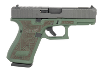 Glock UA195S204NCIRB G19 Gen5 Compact Frame 9mm Luger 10+1 4.02" Black GMB Barrel, Black Cerakote Steel Serrated Slide, Black/Green Cerakote Polymer Frame w/Picatinny Rail, Ambidextrous