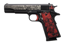 Tisas Arms 10100518AA2 1911 Crusader Full Size Frame 45 ACP 7+1 5" Steel Serrated Slide, Distressed Graphite Cerakote Carbon Steel Frame w/Beavertail, Multi-Color Cerakote Grip