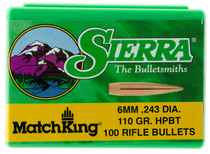 Sierra 1575 MatchKing 6mm .243 110 GR Hollow Point Boat Tail (HPBT) 100 Box