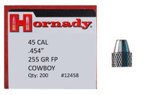Hornady 12458 Frontier Lead 45 Caliber .454 255 GR Flat Point Cowboy 200 Box