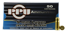 Ppu Blank Ammo, Ppu Ppb9l       9mm Luger Blank              50/20 Ppu Blank Ammo, Ppu Ppb9l       9mm Luger Blank              50/20