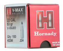 Hornady V-max, Horn 22265 Bull .224  53 Vmax      100 Hornady V-max, Horn 22265 Bull .224  53 Vmax      100