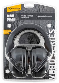 Pyramex Venture Gear, Pyra Vgpm8011c   Earmuffs Black    Nrr26 Clam Pack