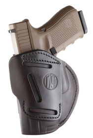 1791 Gunleather 4WH5SBRR 4-Way IWB/OWB 05 Signature Brown Leather Belt Clip Fits S&W M&P/Springfield XD/Glock 17/HK VP9