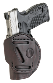 1791 Gunleather 4WH4SBRR 4-Way IWB/OWB Size 04 Signature Brown Leather Belt Clip Compatible w/Glock 26/S&W M&P Shield/Springfield XD/XDS Right Hand