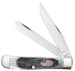 Case 53061 Stockman Stars & Stripes Medium 2.57"/1.88"/1.71" Folding Clip Point/Pen/Sheepsfoot Plain Mirror Polished Tru-Sharp SS Blade, Sawcut Jig Gray Bone Handle, American Flag Shield