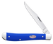 Case 16403 Trapper Slimline 3.25" Folding Clip Point Plain Mirror Polished Carbon Steel Blade, Smooth Royal Blue Synthetic Handle