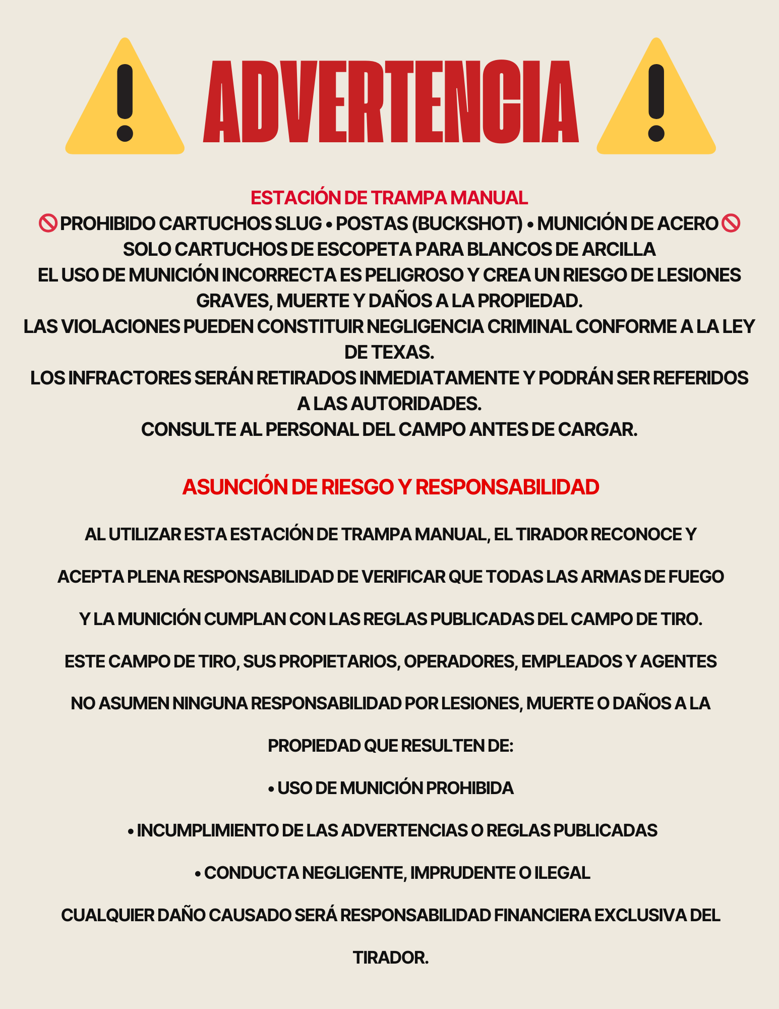 Manual trap rules in Espanol