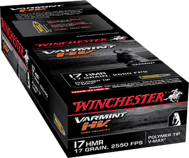 Winchester .17 HMR 17gr V-MAX Brass – 50rd