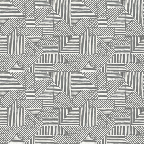 Crescendo Dark Grey Block Geometric Wallpaper