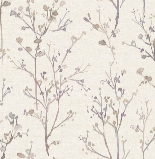 Silverling Lavender Budding Branches Wallpaper