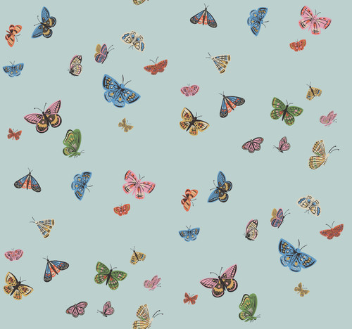 Butterfly House Light Blue Wallpaper