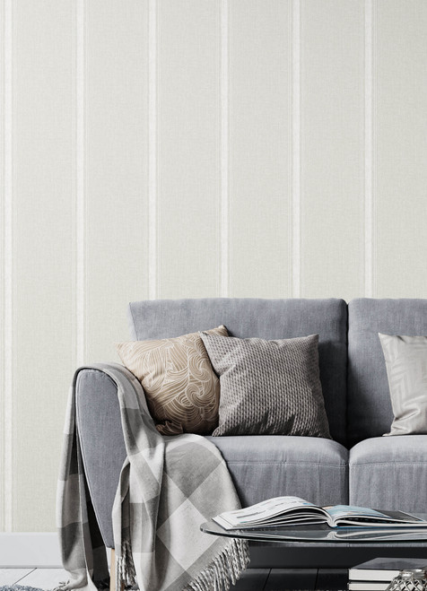 Linette Beige Fabric Stripe Wallpaper