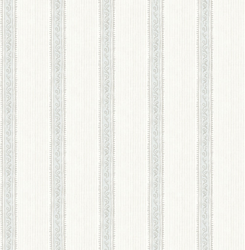 Mandevilla Light Blue Vine Stripe Wallpaper