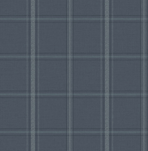Auberge Dark Blue Plaid Wallpaper