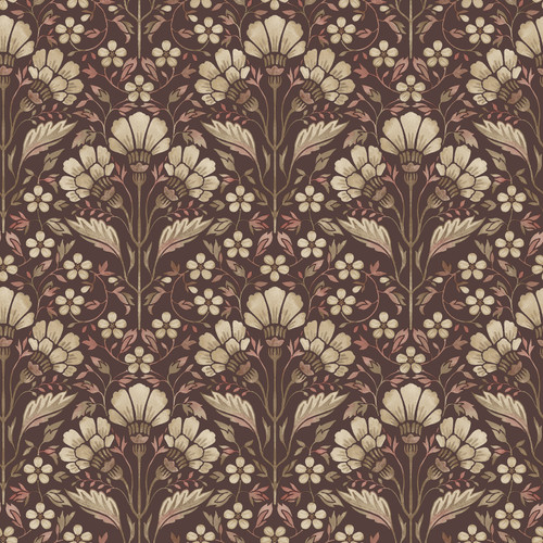 Edith Burgundy Floral Damask Wallpaper