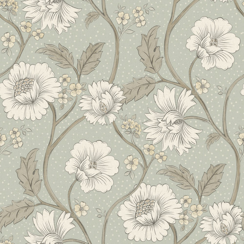 Hazel Aqua Floral Trail Wallpaper