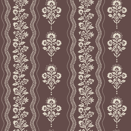 Lenea Burgundy Floral Stripe Wallpaper