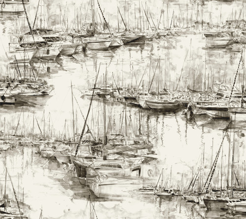 Yacht Club Taupe Scenic Wallpaper