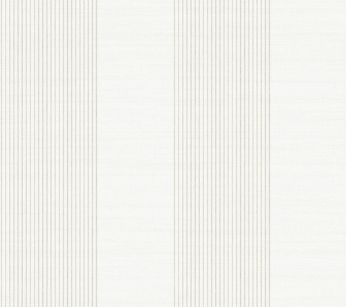 Archer Stripe White Faux Linen Wallpaper