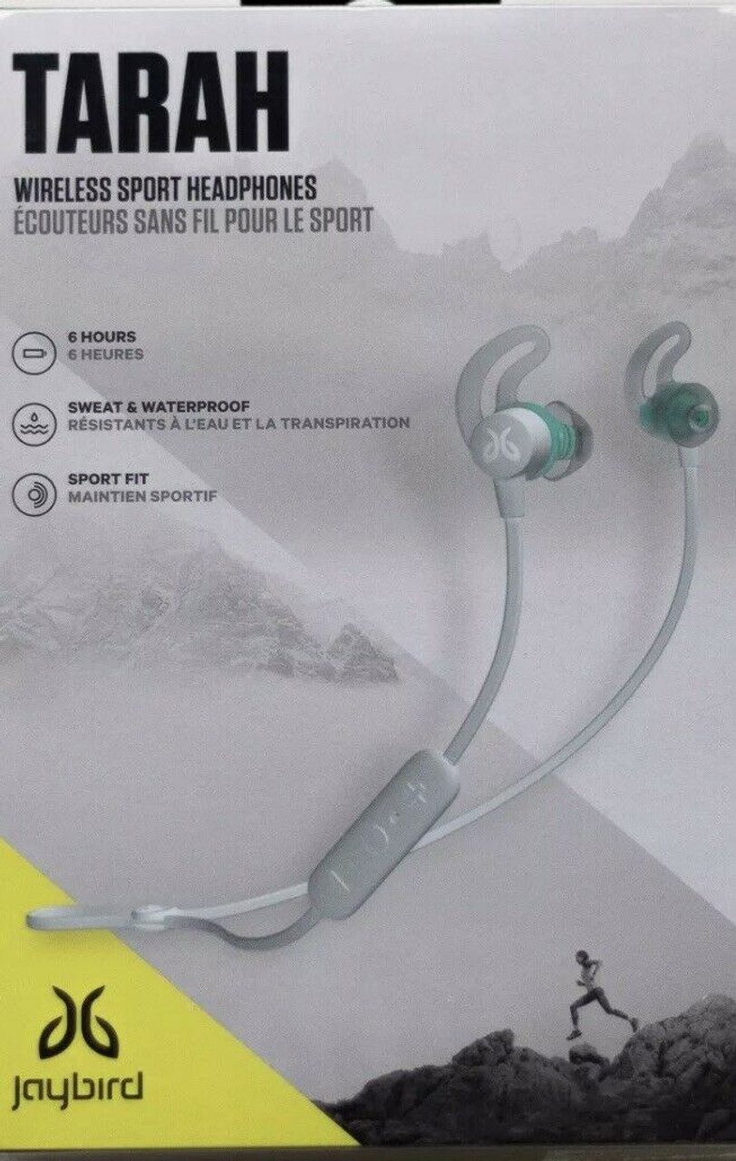 Jaybird TARAH Wireless Sport In-Ear Headphones. Nimbus Gray/Jade. Brand New.