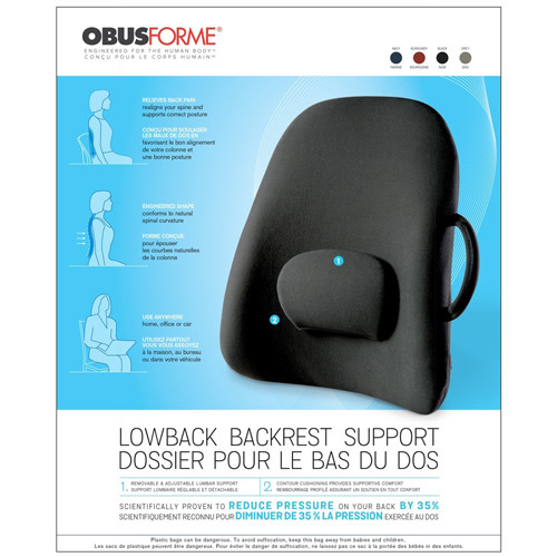  Lowback Backrest Support Obusforme Black (Bagged) : Health &  Household