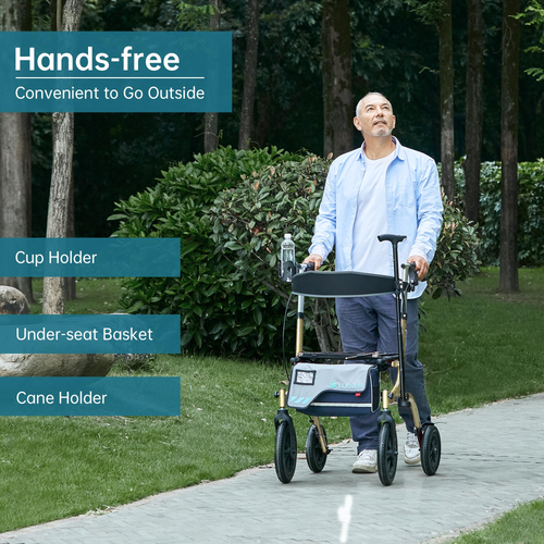 All Terrain Dual-Brake Rollator Walker 12" Wheels