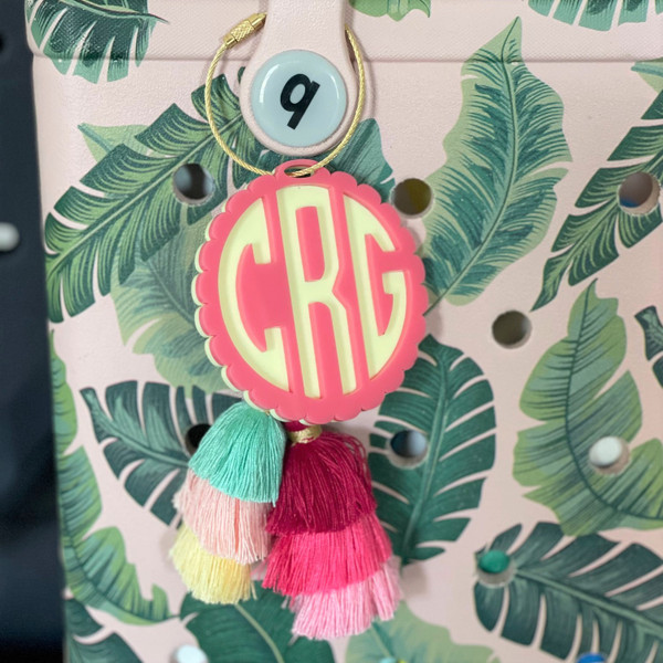Scalloped Monogram Bag Charm Scalloped Monogram Bag Charm