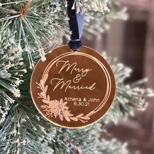 Merry and Married Christmas Ornament