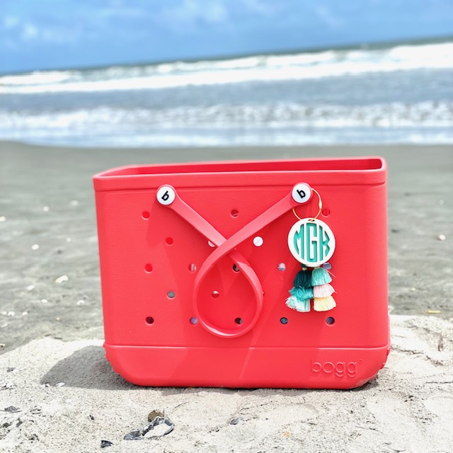 Letter Charms for Bogg Bag, Simply Southern Totes, and Similar Styles.  Acrylic 3 Monogram Initial Charm Accessories for Beach Totes (B) 