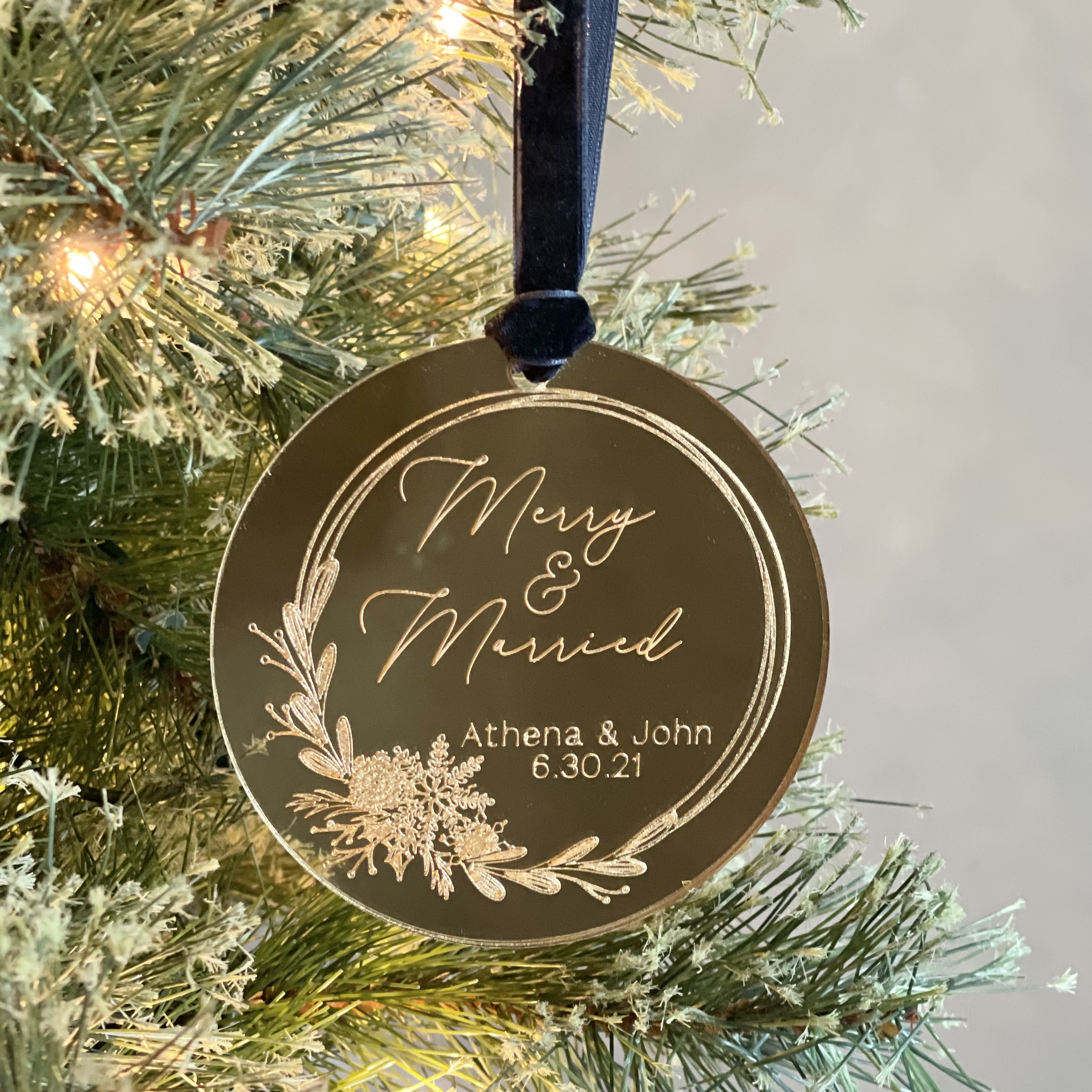 Merry and Married Christmas Ornament