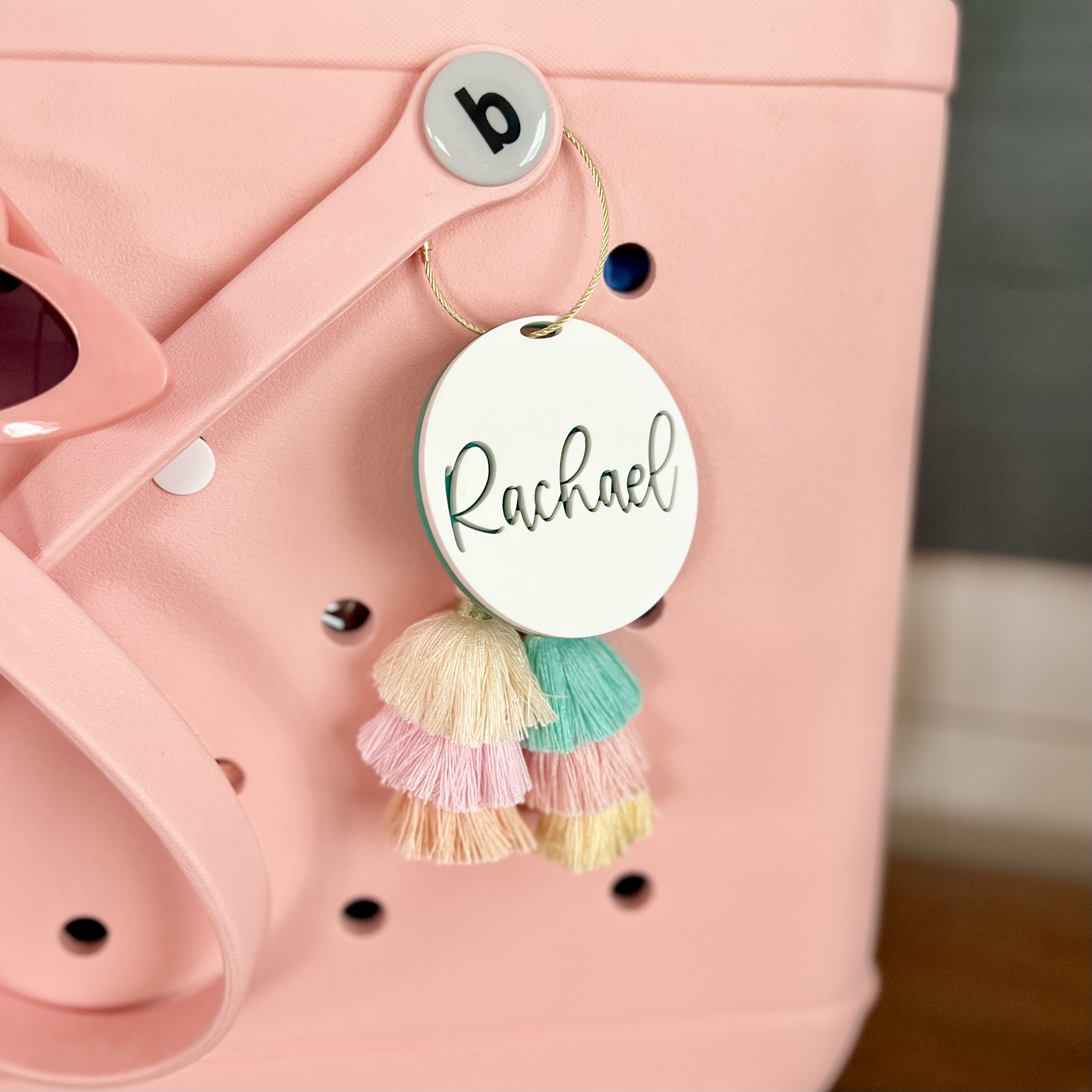 Circle Name Bag Charm | Script Font