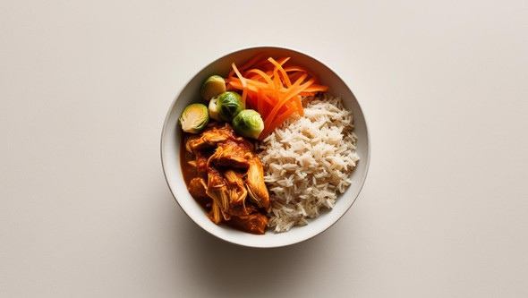 Chicken Tinga w/Brown Rice & Carrot Brussels Hash