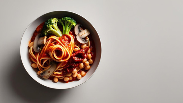 Veggie Marinara Pasta w/Broccoli Mushroom Garbanzo & Tomato