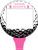 Pink Breast Cancer Awareness Ribbon on Pink Blank Golf Ball Sign - includes stakes and clear plastic sleeve