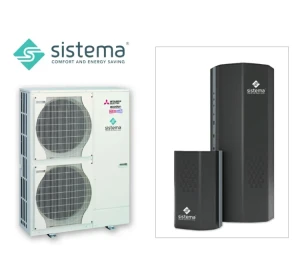 Pompă de căldură Mitsubishi Zubadan cu Hydrobox R14, eficientă tot anul.