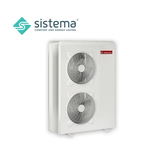 Pompă de căldură Ariston trifazată pentru încălzire și răcire eficientă.