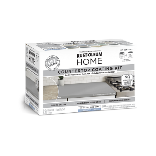 Transform your countertops with this easy-to-use Rust-Oleum coating kit! Includes everything you need: white base coat, top coat, and cleaner. You got this!