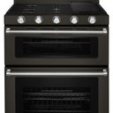 Kitchenaid® 30-Inch 5 Burner Gas Double Oven Convection Range KFGD500EBS