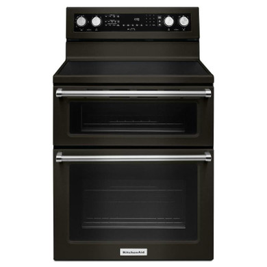 Kitchenaid® 30-Inch 5 Burner Electric Double Oven Convection Range YKFED500EBS